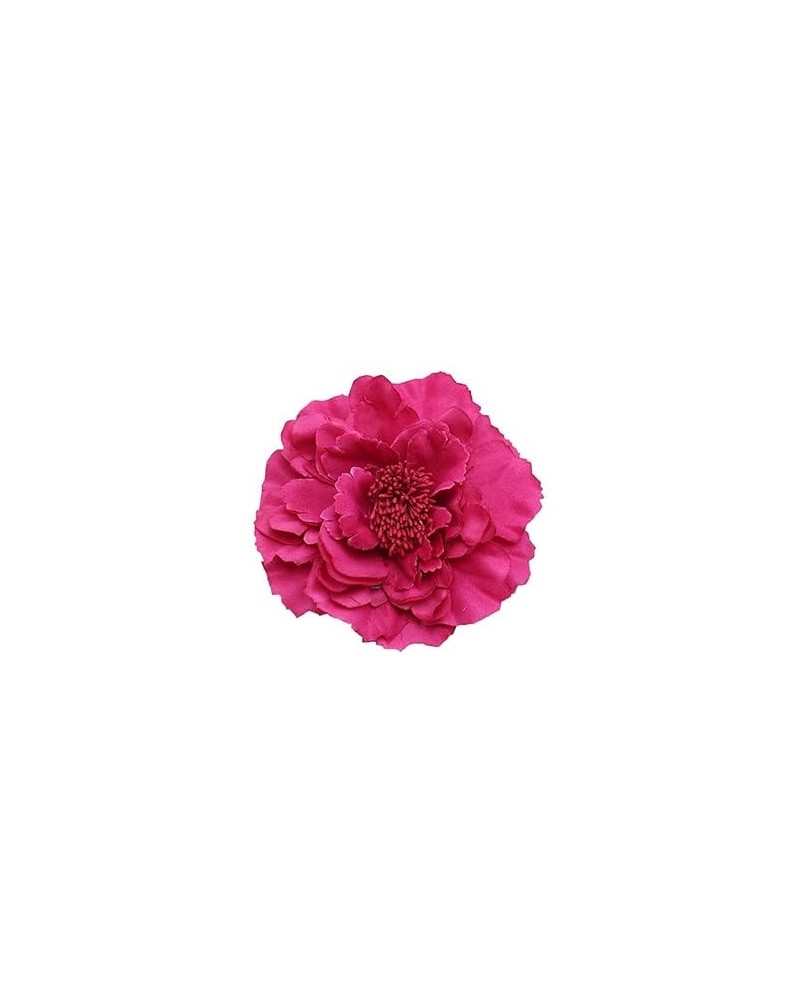 Women's Bohemia Peony Flowers Hairpin Hair Clip Flower Brooch for Travel Party Festivals (Black Dark Purple White) Fuchsia $1...