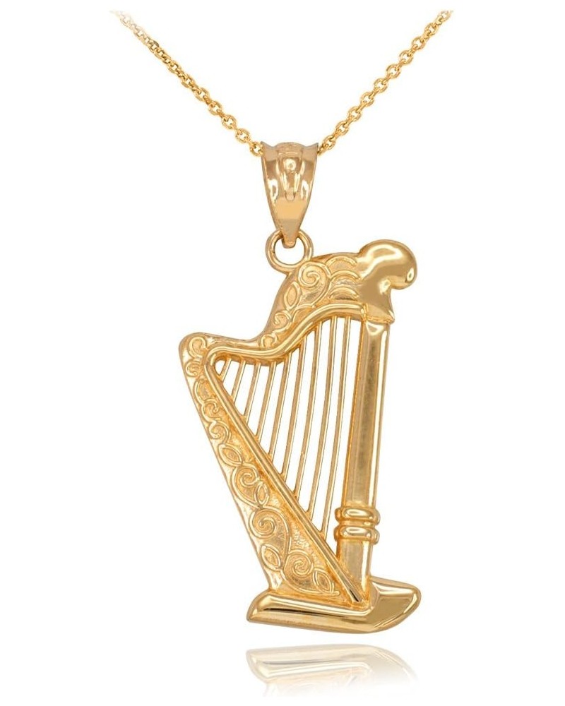 Fine 10k Yellow Gold Harp Music Charm Pendant Necklace 20.0 Inches $103.49 Necklaces