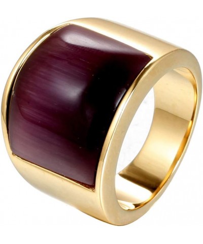 Unisex Stainless Steel Big Agate Stone Crystal Ring Silver/Gold Tone Gold-Purple $9.60 Rings