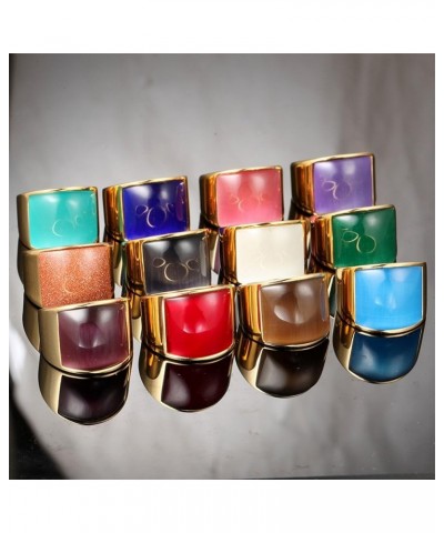 Unisex Stainless Steel Big Agate Stone Crystal Ring Silver/Gold Tone Gold-Purple $9.60 Rings