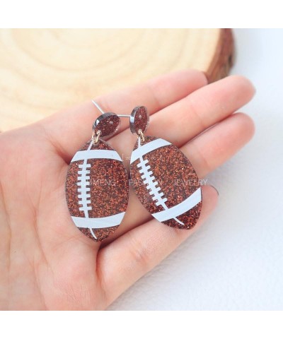 Colorful Acrylic Glitter CHEER Megaphone Dangling Earrings Handmade Lightweigt Resin Rugby Football Game Day Earrings Team Sp...