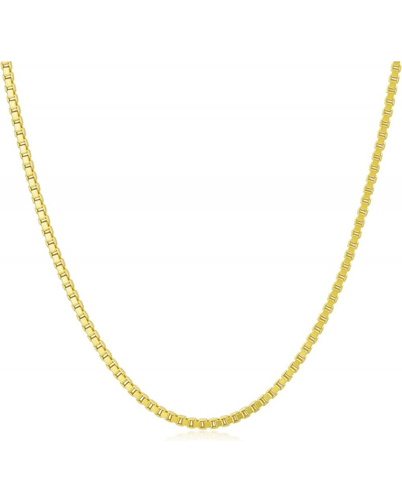 Authentic 925 Sterling Silver Box Chain 1/1.5/2/3 mm Box Link Chain with Lobster Clasp Silver/14K Yellow Gold Plated Necklace...