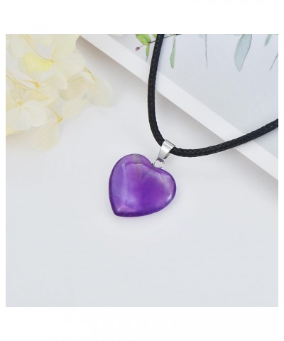 Heart Necklace For Women Heart Gemstone Pendant Healing Crystal Energy Pendant Heart Jewelry Birthstone Necklace Valentine's ...