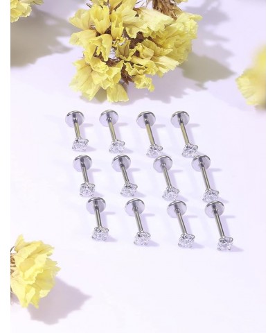 18G 20G Threadless Push in Nose Rings Hoop Stainless Steel L-Shaped Nose Rings Studs Screw Clear Clicker Retainer Tragus Cart...