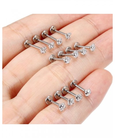 18G 20G Threadless Push in Nose Rings Hoop Stainless Steel L-Shaped Nose Rings Studs Screw Clear Clicker Retainer Tragus Cart...