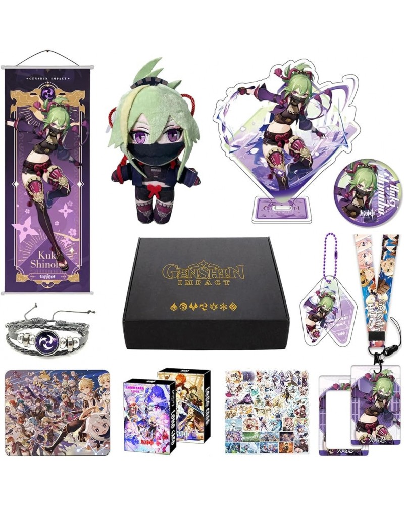 Genshin Impact Box Merch Set with 11 Gifts, Wanderer Cyno Xiao All 5 Stars Characters Plush Poster Acrylic Stand Bracelet Sti...