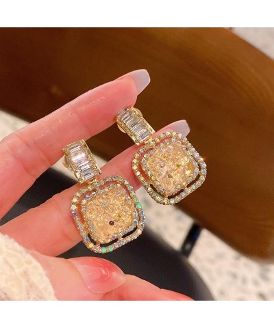 Non Pierced Ear Clips Clip On Earrings For Women Girls Orange Square Ear Clips $8.82 Earrings