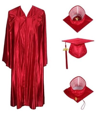 2024 Shiny Graduation Cap Gown and Tassel Red $17.64 Clothing