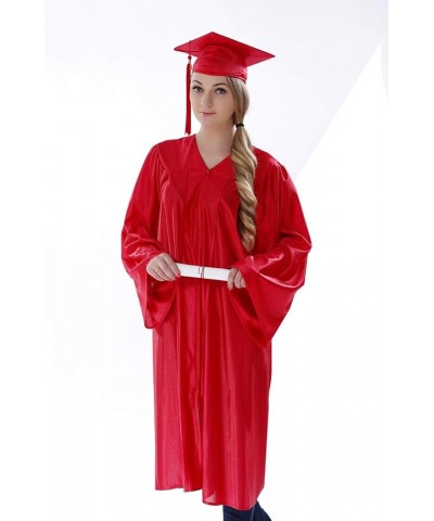 2024 Shiny Graduation Cap Gown and Tassel Red $17.64 Clothing