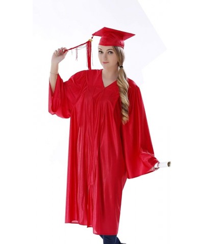 2024 Shiny Graduation Cap Gown and Tassel Red $17.64 Clothing