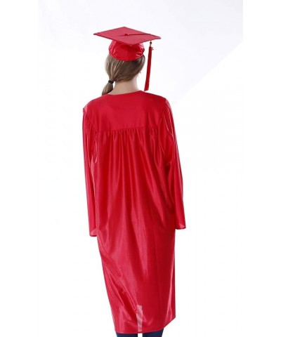 2024 Shiny Graduation Cap Gown and Tassel Red $17.64 Clothing