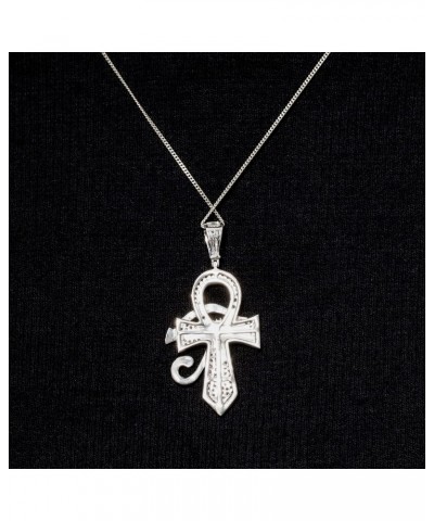 3/4 Carat White and Black Cubic Zirconia Handmade Protection Ankh Cross Eye of Horus Pendant for Women or Men in 925 Sterling...