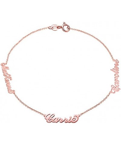 925 Sterling Silver Personalized Family Name Bracelet Custom Made with 3 Names Rose Gold $22.05 Necklaces