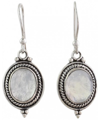 Artisan Handmade Rainbow Moonstone Dangle Earrings .925 Sterling Silver India Clear 'Moonlit Charm' $14.03 Earrings