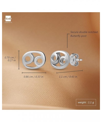 Women 925 Sterling Silver Zodiac Stud Earrings 04 - Cancer $8.82 Earrings