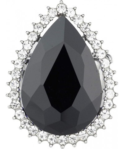 Women's Teardrop Stone Studs Fashion Stretch Ring Clear Encircled Teardrop, Jet Black $9.71 Rings