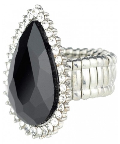 Women's Teardrop Stone Studs Fashion Stretch Ring Clear Encircled Teardrop, Jet Black $9.71 Rings