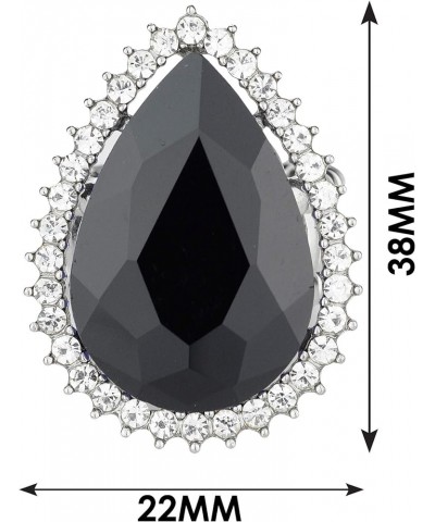 Women's Teardrop Stone Studs Fashion Stretch Ring Clear Encircled Teardrop, Jet Black $9.71 Rings