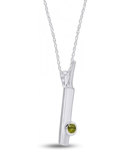 Bat Ball Cricket Love Simulated CZ Stone 925 Stamp Sterling Silver Pendant Necklace White Gold Over : Simulated Peridot $17.6...