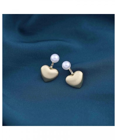 Vintage Pearl Heart Ear Jacket Earrings Love Heart Stud Earrings Gold Puffy Heart Earrings Pearl Jacket Earrings Jewelry for ...