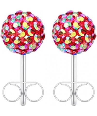 Multi-Sprinkle Dot Multi Gem Aurora Ball Ear Stud Earrings Red/Aurora Borealis, Ball Size: 4mm $10.19 Earrings