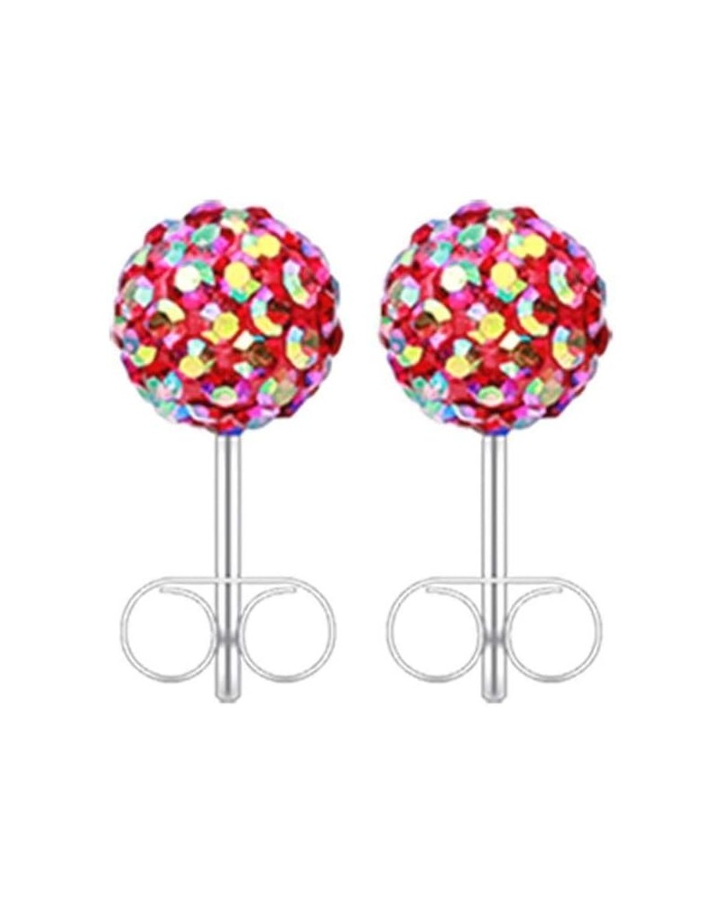 Multi-Sprinkle Dot Multi Gem Aurora Ball Ear Stud Earrings Red/Aurora Borealis, Ball Size: 4mm $10.19 Earrings