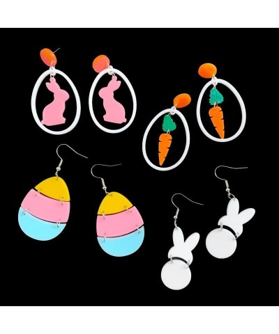 Easter Acrylic Bunny Rabbit Drop Dangle Earrings Leopard Carrot Rainbow Egg for Women Girls Statement Easter Decorations Holi...