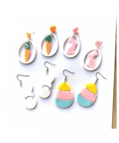 Easter Acrylic Bunny Rabbit Drop Dangle Earrings Leopard Carrot Rainbow Egg for Women Girls Statement Easter Decorations Holi...