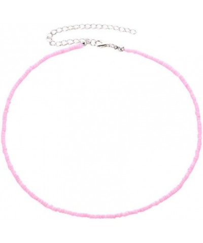 Bohemian Simple Tiny Beaded Choker Necklace Chain Jewelry for Women Girls Pink $4.03 Necklaces