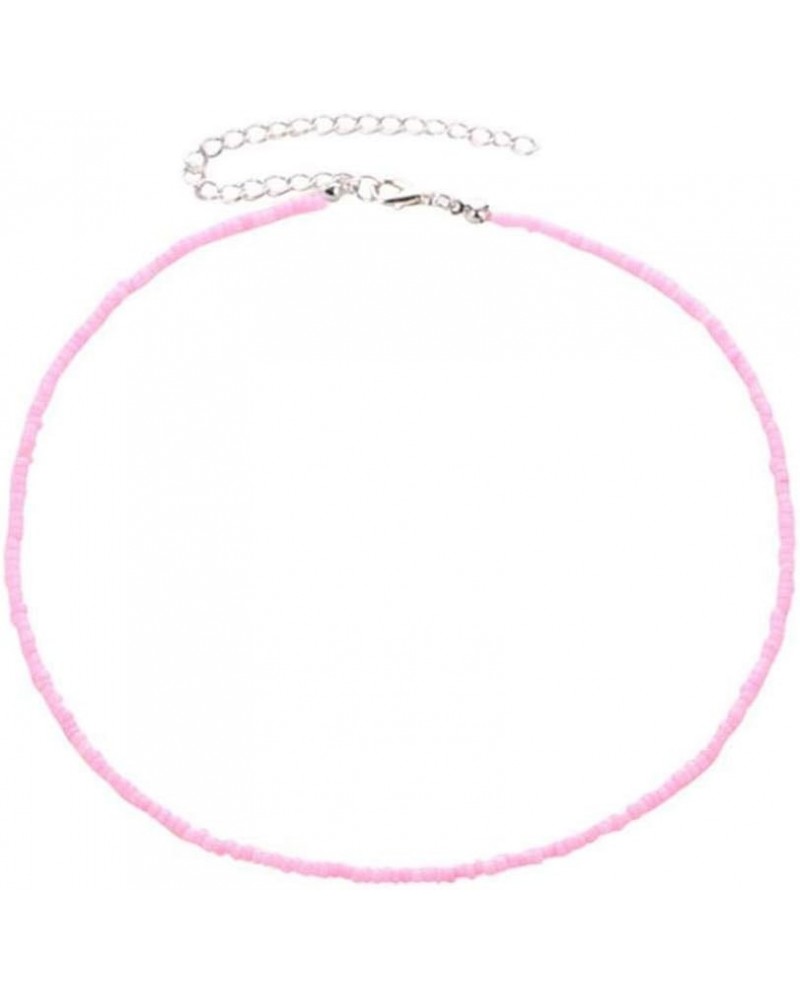 Bohemian Simple Tiny Beaded Choker Necklace Chain Jewelry for Women Girls Pink $4.03 Necklaces