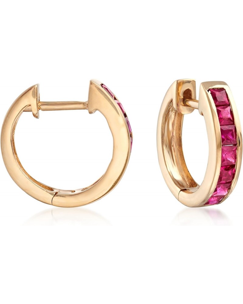 0.80 ct. t.w. Square-Cut Ruby Huggie Hoop Earrings in 14kt Yellow Gold $220.00 Earrings