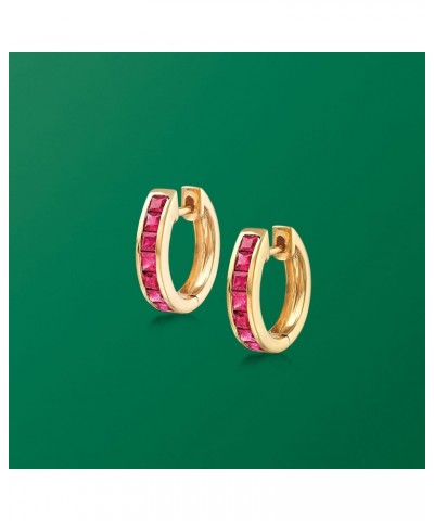 0.80 ct. t.w. Square-Cut Ruby Huggie Hoop Earrings in 14kt Yellow Gold $220.00 Earrings