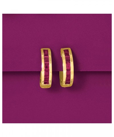 0.80 ct. t.w. Square-Cut Ruby Huggie Hoop Earrings in 14kt Yellow Gold $220.00 Earrings