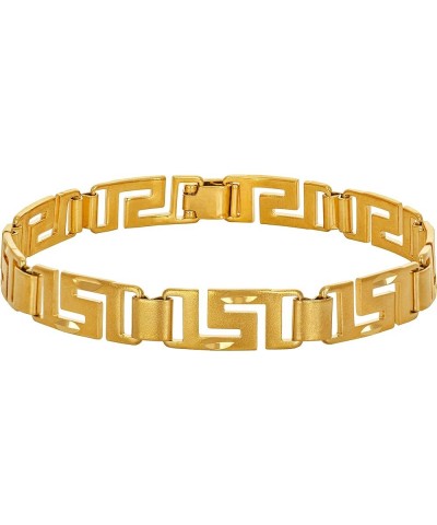 8.5mm Greek Key Bracelet for Women and Men 24k Real Gold Plated 7 Inches $32.73 Bracelets