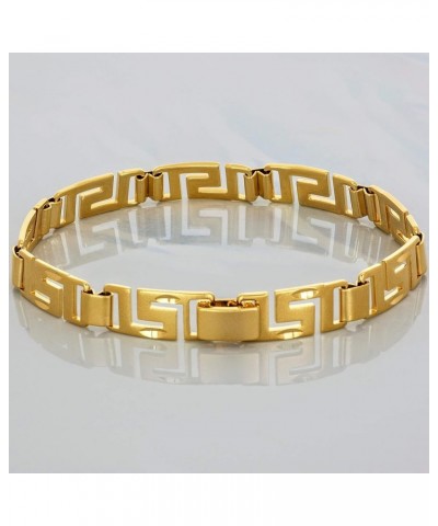 8.5mm Greek Key Bracelet for Women and Men 24k Real Gold Plated 7 Inches $32.73 Bracelets