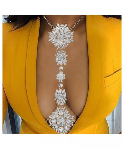 Boho Rhinestone Statement Chest Chain Crystal Necklace Body Chain Summer Beach Body Jewelry Accessories for Women and Girls W...