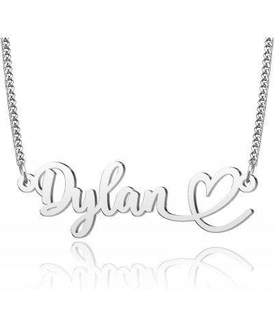 Heart Name Necklace Personalized Initial Stainless Steel Pendant Jewelry Christmas Gift Curb Chain 18 Dylan $10.79 Necklaces