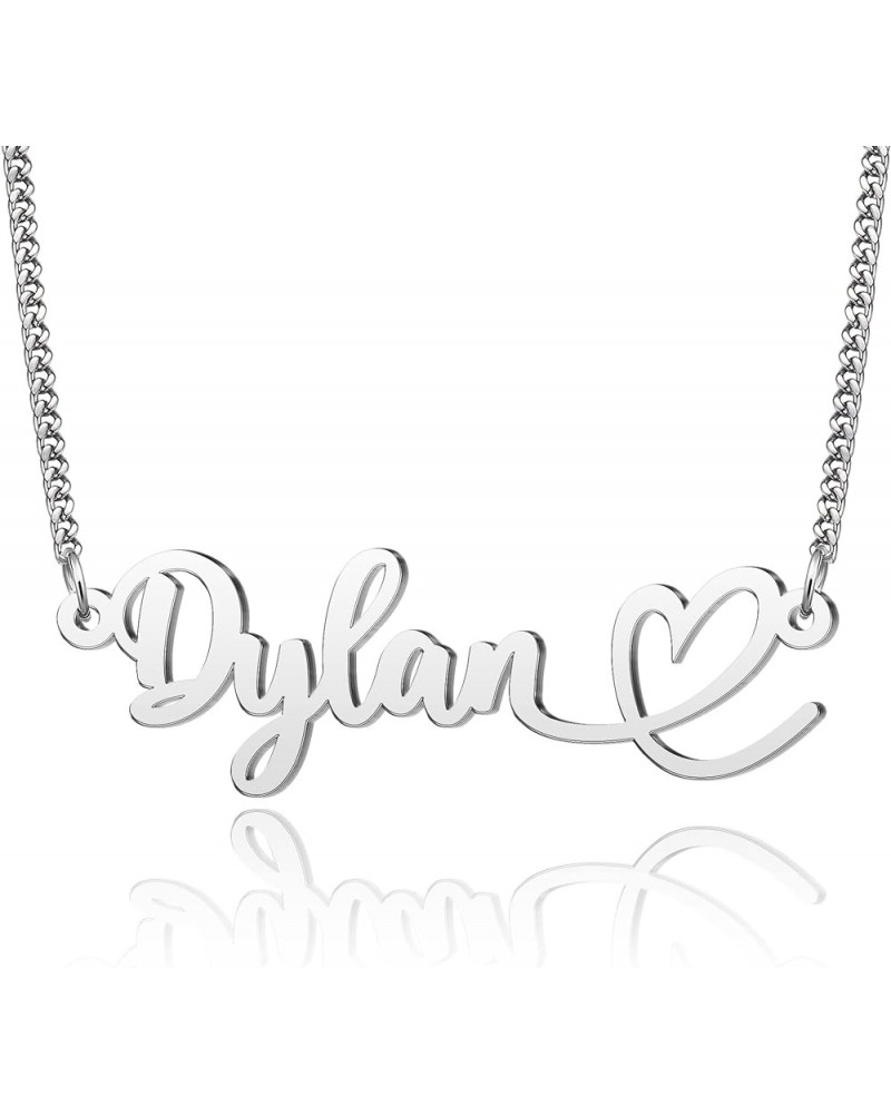 Heart Name Necklace Personalized Initial Stainless Steel Pendant Jewelry Christmas Gift Curb Chain 18 Dylan $10.79 Necklaces