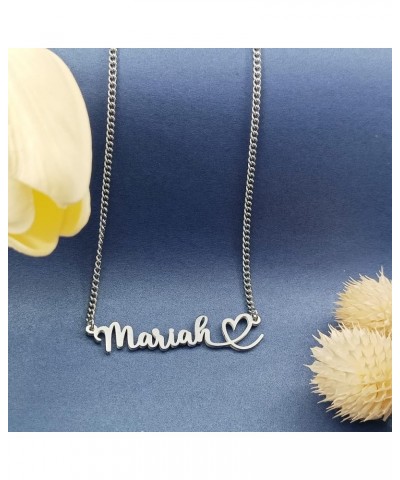 Heart Name Necklace Personalized Initial Stainless Steel Pendant Jewelry Christmas Gift Curb Chain 18 Dylan $10.79 Necklaces