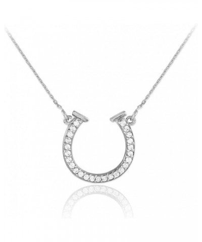 14K White Gold Diamond Lucky Horseshoe Necklace (J-K Color, I1-I2 Clarity) - Choice of Chain Length 16.0 Inches $118.79 Neckl...