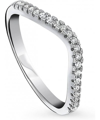 Sterling Silver Wishbone Wedding Rings Cubic Zirconia CZ Curved Half Eternity Ring for Women, Rhodium Plated Size 4-10 $19.68...