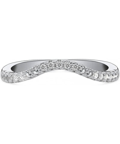 Sterling Silver Wishbone Wedding Rings Cubic Zirconia CZ Curved Half Eternity Ring for Women, Rhodium Plated Size 4-10 $19.68...