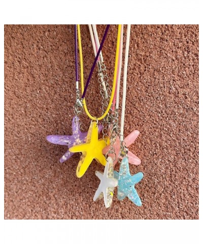 Pink Starfish Necklace With Adjustable Chain For Women Vacation Resin Starfish Pendant Necklace Y2K Jewelry Ornament,Sky Blue...