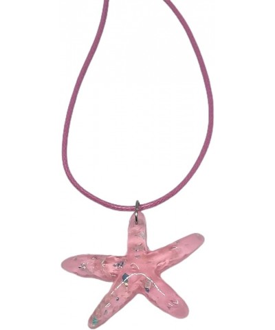 Pink Starfish Necklace With Adjustable Chain For Women Vacation Resin Starfish Pendant Necklace Y2K Jewelry Ornament,Sky Blue...