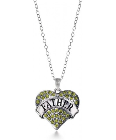 Silver Pave Heart Charm 18 Inch Necklace with Cubic Zirconia Jewelry Father Green $11.99 Necklaces