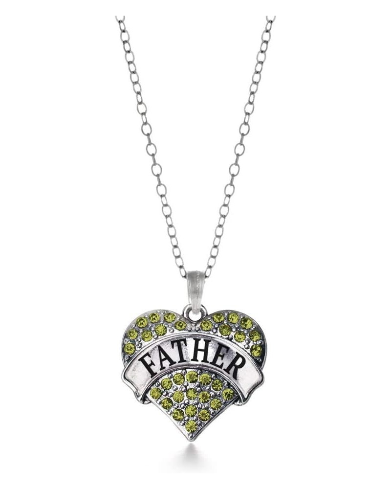 Silver Pave Heart Charm 18 Inch Necklace with Cubic Zirconia Jewelry Father Green $11.99 Necklaces