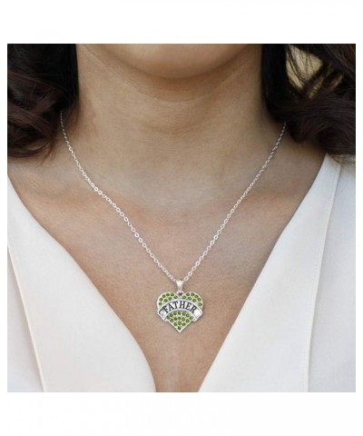 Silver Pave Heart Charm 18 Inch Necklace with Cubic Zirconia Jewelry Father Green $11.99 Necklaces