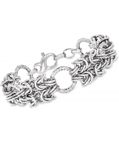 Italian Sterling Silver Byzantine and Textured Circle Bracelet 8.5 Inches $50.40 Bracelets