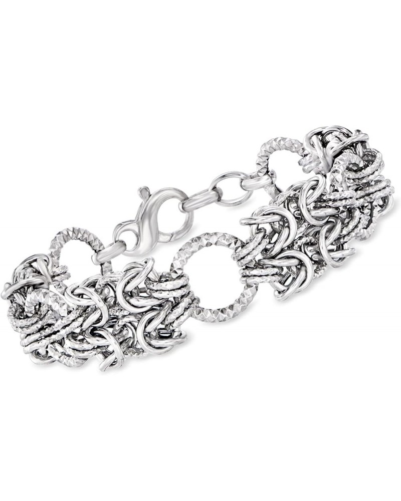 Italian Sterling Silver Byzantine and Textured Circle Bracelet 8.5 Inches $50.40 Bracelets