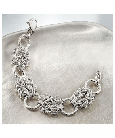 Italian Sterling Silver Byzantine and Textured Circle Bracelet 8.5 Inches $50.40 Bracelets